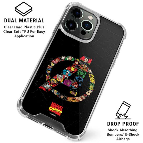 Marvel Classic Comics Avengers Logo iPhone 15 Pro Clear Case